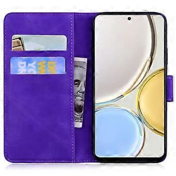 For Honor X7a 5G Stand Wallet Cover Tiger Mønster Præget PU Læder Flip Telefon Cover (Style D)