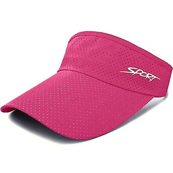 Kesäjuoksu- ja golf-aurinkosuojahattu miehille ja naisille, nopeasti kuivuva, hengittävä, silmukoilla varustettu verkko, urheilullinen juoksuhattu, säädettävissä (kuuma vaaleanpunainen)