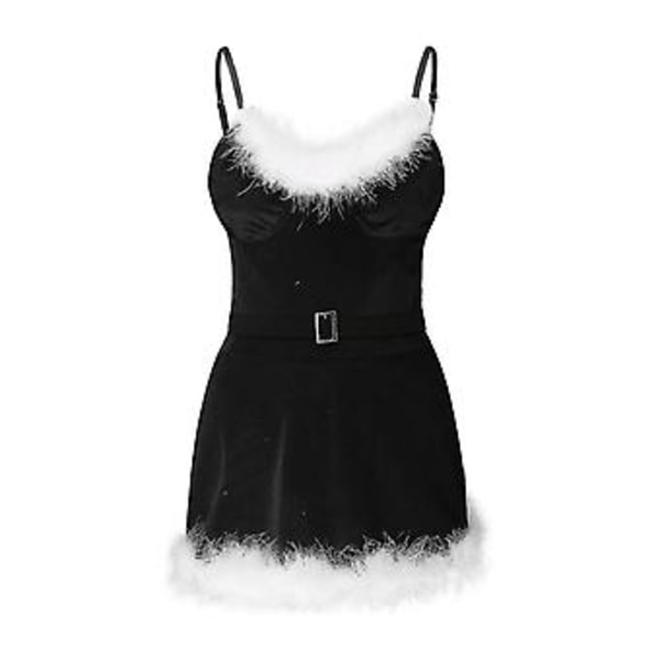 Damunderkläder Set Nattkläder Stålring Pyjamas Strumpebandsklänning Set Sexig Jul Plysch Slank Klänning Jultomten Cosplay Kostym (XL Grön)