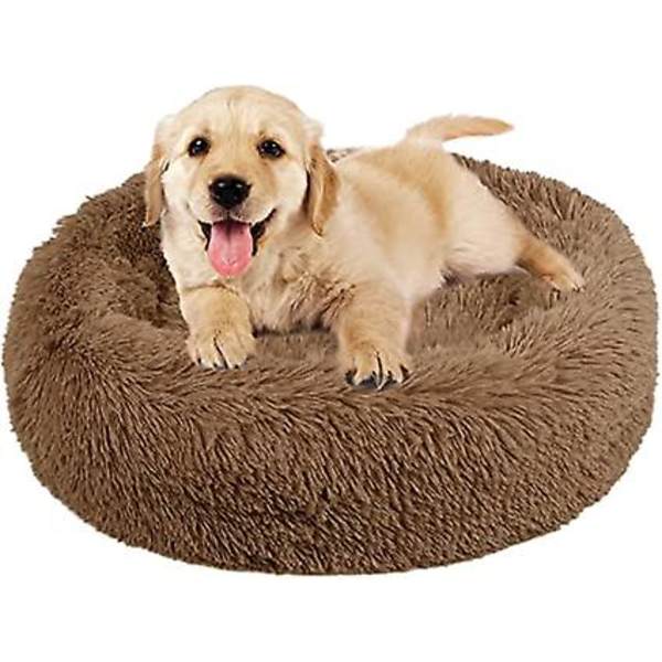 80cm Stor beroligende hundekatt seng, plysj donut kjæledyrsenger, myk rund seng pute, vaskbar varm hund seng for søvn
