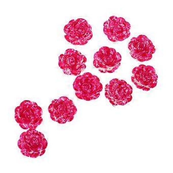 50 Stycken Blandade DIY Resin Platt Baksida Lagerblommor Cabochon Knappar Scrapbooking Charm DIY Utsmyckning Hantverk 14mm (rosröd och vit)