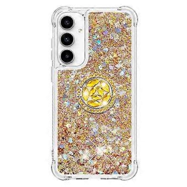 För Samsung Galaxy A35 5G TPU Skal med Stöd Quicksand Stöttåligt Skydd (Guld/Hjärtan)