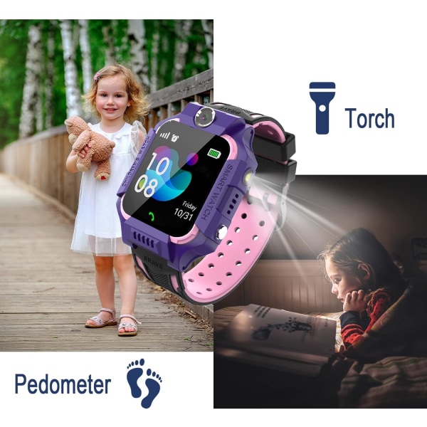 Smart watch för barn, pekskärmssamtalsfunktion, stegräknare, kom