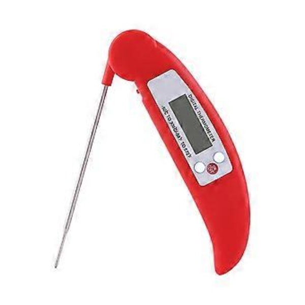 Vikbar LCD Digital Matlagnings Termometer Kök BBQ Kött Temperaturmätare (Röd)