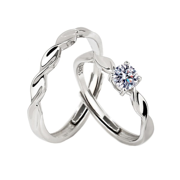 S925 sterling silver parring, ett par enkla nischdesign öppna ringar för män och kvinnor
