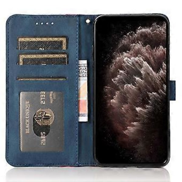 Fodral till Samsung Galaxy S25 Ultra, färgskarvad plånboksfodral i läder med handledsrem (Stil B)