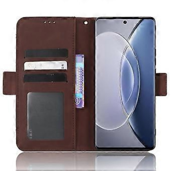 For vivo X90 Pro 5G Flerfoldige Kortspor PU Lær Telefon Deksel Stativ Lommebok Telefonveske (Stil D)