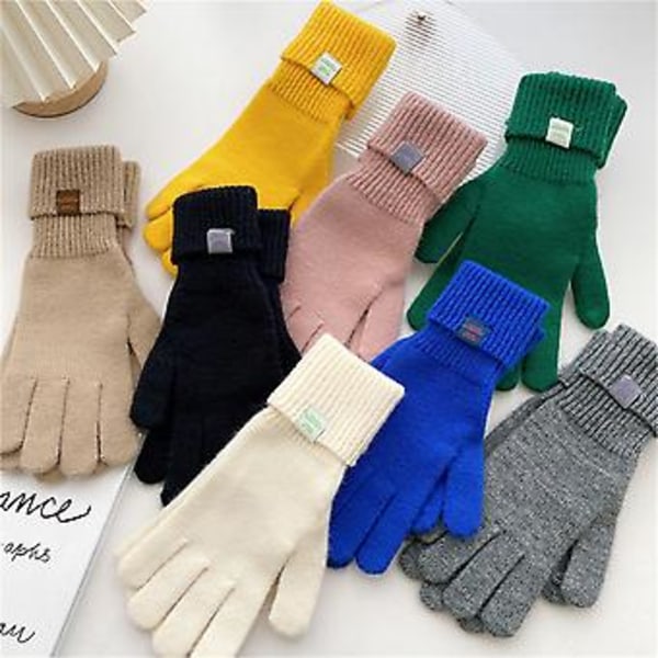 Vinterhansker for berøringsskjerm Strikkhansker Elastiske mansjetthansker for menn og kvinner (Beige)