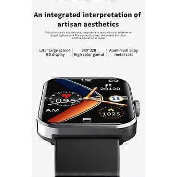 Blodsocker Smartwatch F57L 1.91 Tum Kroppstemperatur Fitness Tracker Hjärta (Guld 01)