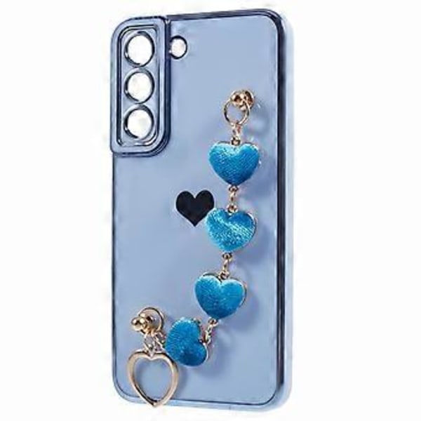 Til Samsung Galaxy S22+ 5G Etui med Hjerte Håndrem TPU Telefon Cover Elektropletteret Kant (Style B)