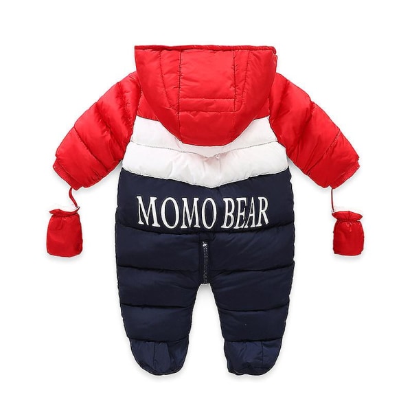 Newborn Toddler Coats For Winter Clothes Alphabet Print Color Matching Hooded Baby Boy Romper Snowsuit Jacket 6-24 Months Blue 9M