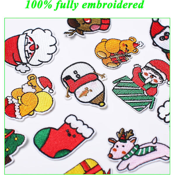 16 st broderade julmotiv strykjärnsmärken DIY-tillbehör, Chri