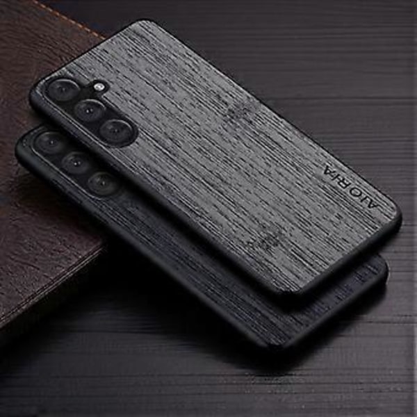 AIORIA Skal för Samsung Galaxy A15 4G/5G PU Läder Bambutextur Baksida (Kaffe)