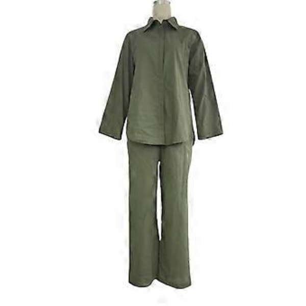 1 Set Trendiga Dam Casual Skjorta Byxor Kläder Plus Size Bomull Linne Topp Vida Ben Byxor Lös Outfit Pendling (L aprikos)