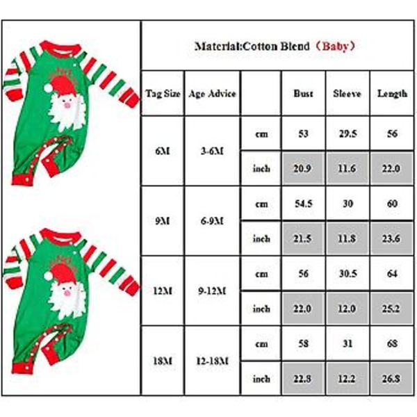 Julepyjamas for familien - matchende pyjamas for pappa, mamma, datter og sønn med Santa Claus-trykk - julepyjamassett (6-9 måneder spedbarn)