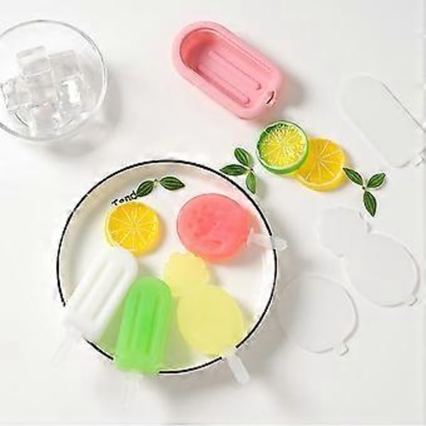 2 stycken silikon Popsicle glassform med lock Popsicle form Hemgjord DIY isglassform för att göra isgaller (stil1680)