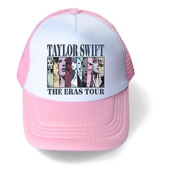 Taylor Swift-inspirerade kepsar för barn, pojkar och flickor, halvnät, snapback, truckerkeps, sommarkeps, justerbar, present (rosa och vit)