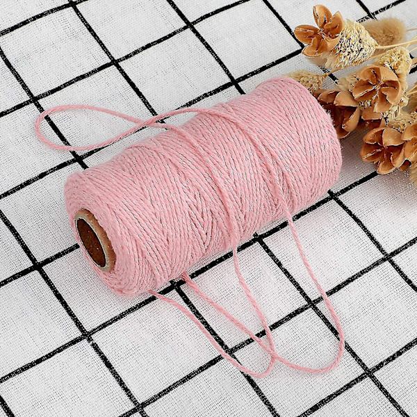 3mm Makrame Snor Kompatibel Håndværk 100m Beige Bomuld Makrame Håndværk Snor Reb Kompatibel Vægophæng Planteophæng Strikning.2MMx100M.Pink