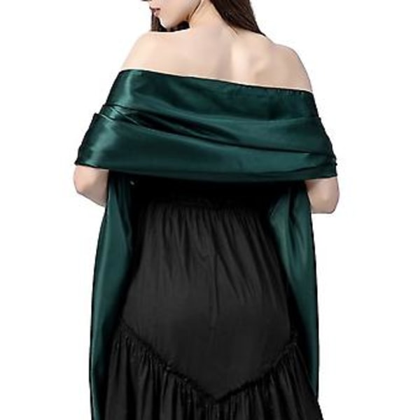 Satin Sjal och Wraps för Kvälls Klänningar, Brudtärna Bröllop Sjal och Wraps, Elegant Klänning Sjal och Wraps för Kvälls Klädsel (Mörkgrön)