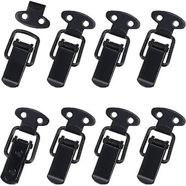 8 stk. Håndtagslås Fjederlås Lås Fjeder Toggle Sort Metal Toggle Lås Lås Toggle Dør Værktøjskasse Skuffe Skab Jern 47X21Mm