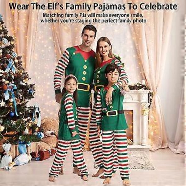 Familjematchande Julpyjamas Jultomte Tema Pyjamas Mamma Pappa Barn PJs Set Nattkläder Sovkläder (3-4 År Barn)