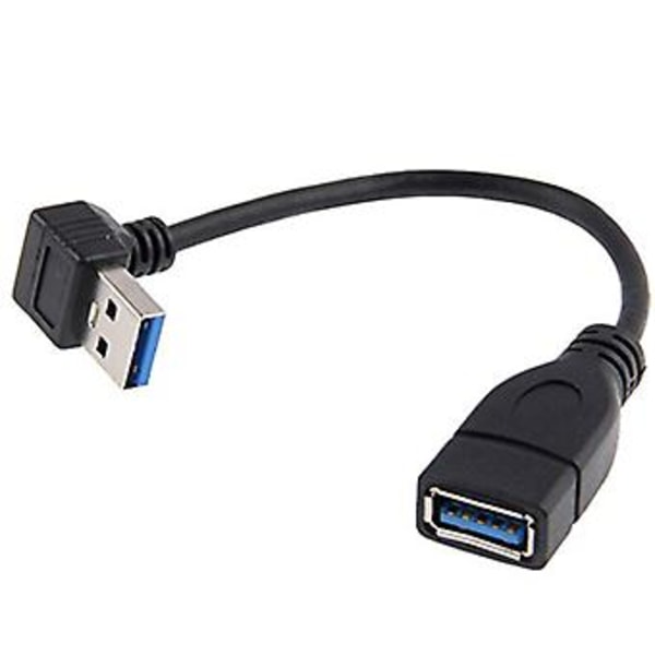 USB 3.0 Høyre Vinkel 90 Grader Forlengelseskabel Hann til Hunn Adapterkabel, 20cm