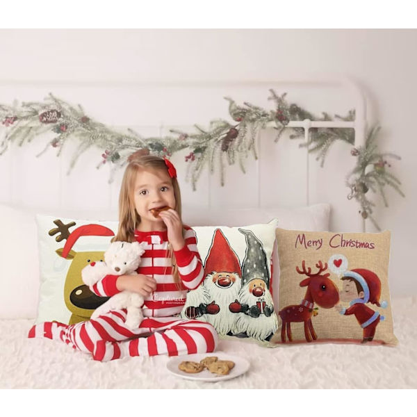 Jul kuddfodral 45x45cm Soffa Dekor Linne och Bomull Kudd