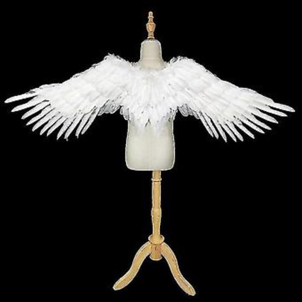 Englevinger Fjedervinger Med Elastiske Stropper Halloween Kostume Vinger-r (S Hvid)