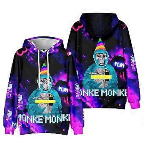 Ny Gorilla Tag 3D-trykk Genser for Gutter, Avslappet Løstsittende Hettematte Topp, Jumper, Gamer Gave (6-7 År C)
