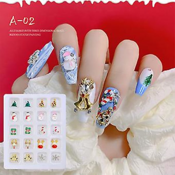 Nagelkonststenar Tillbehör Julnagelkonst Charm Hatt Snöflinga Nageldekoration (A2)