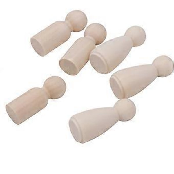 20 stk. Umalte kvinnelige mannlige små tredukkekropper for DIY Kunst og Skulpturer Maling Utskåret (43mm Kvinne)