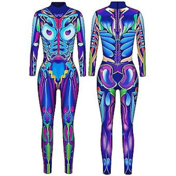 Robot Punk Jumpsuit Catsuit Kvinnors Kostymer Zentai Halloween Bodysuit V (L 8)