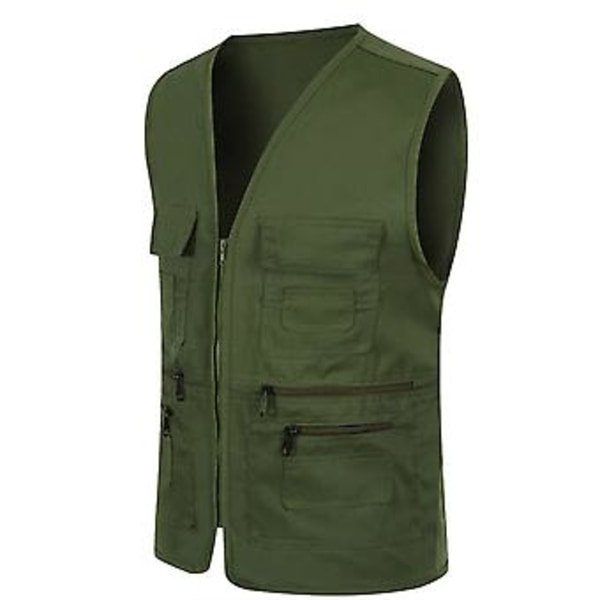 Fianao Unisex Multi-fick Solid Färgad Väst Arbetsfiske Fotografering Väst Jacka (Röd)