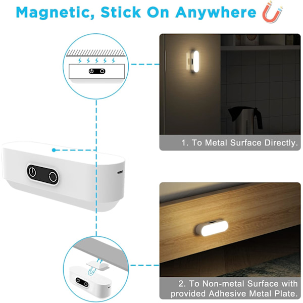 LED-skaplampe Dimbar Oppladbar 2000mAh Trådløs, LED-stripe