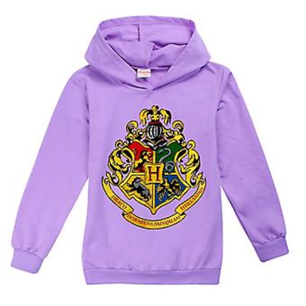Harry Potter Hogwarts Børn Drenge Piger Sød Hoodie Jumper Langærmet Løstsiddende Hættetrøje Toppe Efterår Vinter (13-14 år Lilla)
