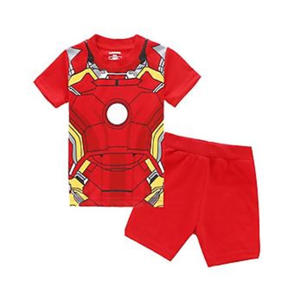2-8 År Børn Marvel Superhelt T-shirt Shorts Sæt Nattøj Gaver (5-6 År Iron Man)