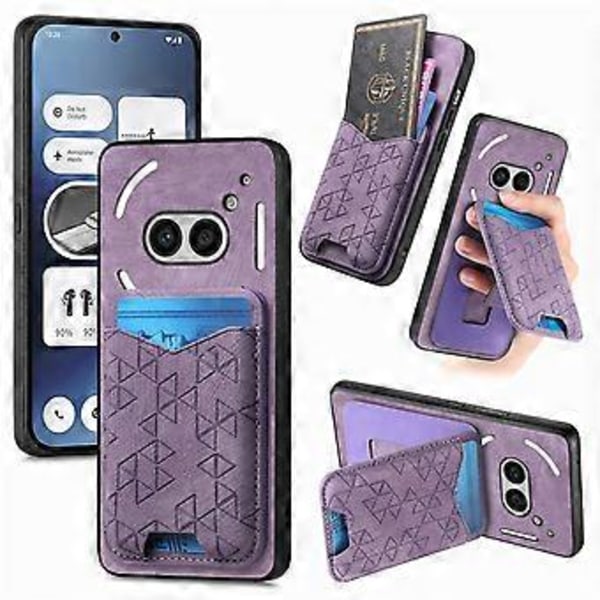 Til Nothing Phone (2a) Etui med Præget Mønster, Kortholder, Støttefod, Læder Bagside Cover (Style B)