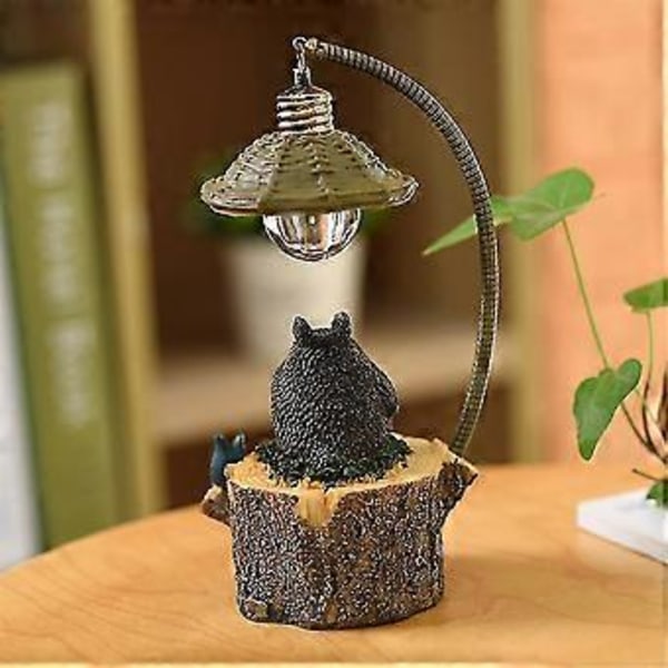 Nattlampe for skrivebord, hagedekorasjoner, mini håndverk leker, dekorasjonsgaver (firkantet trestubbe)