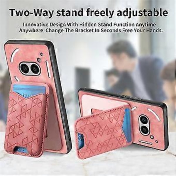 Til Nothing Phone (2a) Etui med Præget Mønster, Kortholder, Støttefod, Læder Bagside (Stil A)