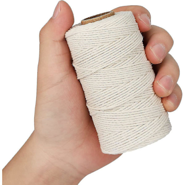 3mm Makrame Snor Kompatibel Håndværk 100m Beige Bomuld Makrame Håndværk Snor Reb Kompatibel Vægophæng Planteophæng Strikning.4MMx100M.Beige