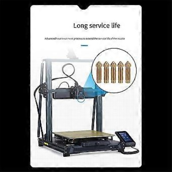 5 KPL messinkisuuttimia Neptune 4Plus/4Max -tulostimille, 0,6 mm korkean lämpötilan suutin 1,75 mm PLA/ABS/PETG/TPU/PC/PP/Nylon-filamentille/