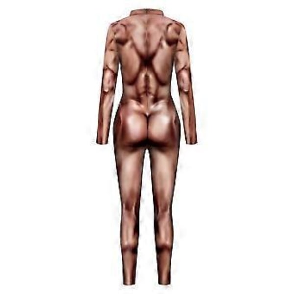 Halloweenkostym för vuxna män, muskeldräkt i ett stycke med 3D-tryck, Halloween Cosplay-kostym (XL)