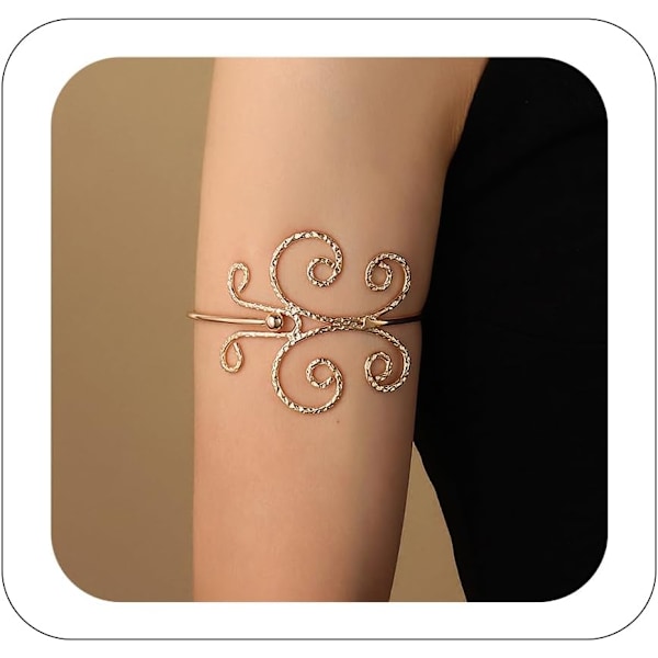 Arm Cuff Wrap Swirl Arm Tassel Leaves Armband Guld Silver Övre Armlet Armband Öppen Manschett Justerbar Skiktad Överdriv