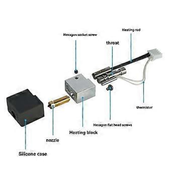 Messing 0,4 mm dyse Hotend-sæt til S1C Combo Extruder