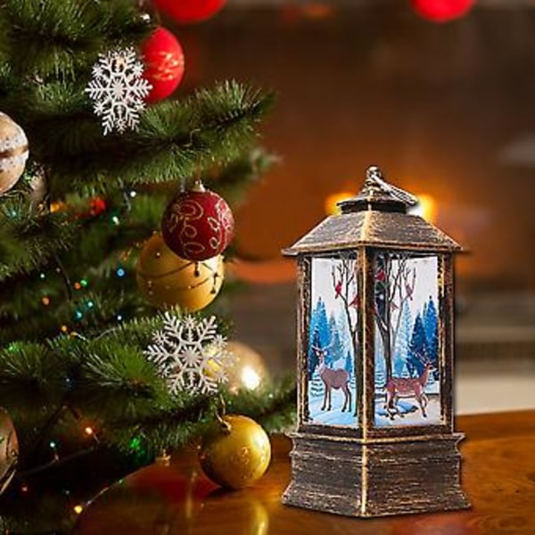 Juleflamme Lantern Nisse Juldekorasjon Lampe Jule-LED Lysende Ornament Lysestake Lampe Bronse Engel Stil GG