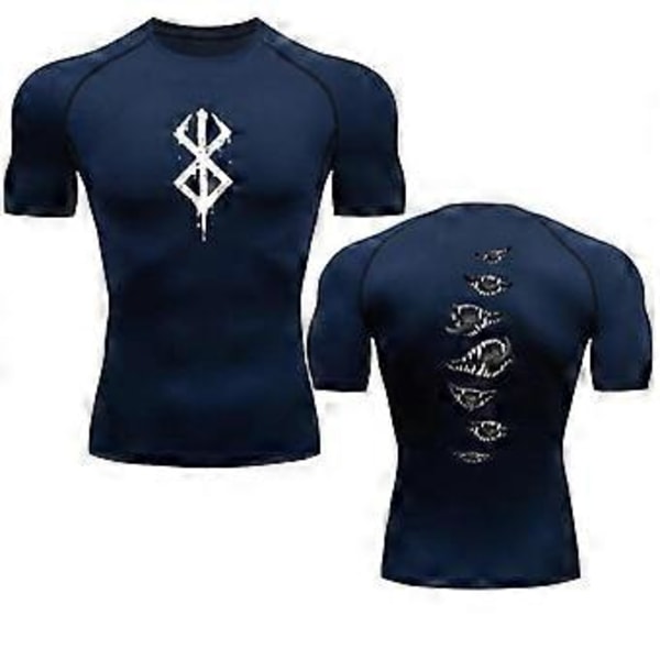 Anime Berserk Guts Herre Kompressionsskjorte Fitness Sport Løbe Tætsiddende Gym T-shirts Atletisk Hurtigtørrende Toppe Tee Sommer (L rød)