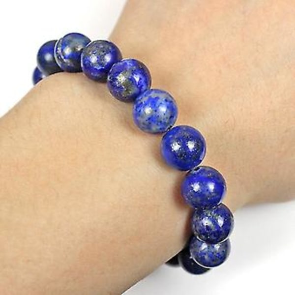 4 6 8 10 12mm 100% naturlige Lapis Lazuli armbånd Bangles Røde perler Meditasjon Healing Blå stein Mote smykker (Perler 6mm)