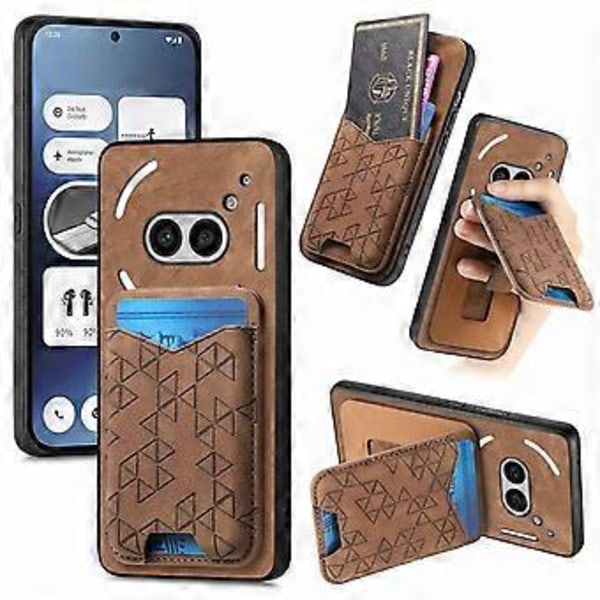 Til Nothing Phone (2a) Etui med Præget Mønster Kortholder Støttefod Læder Bagcover (Stil F)