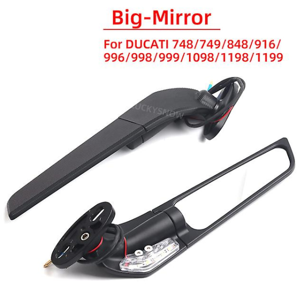 For Ducati 848 916 996 998 999 Panigale 1198 1098 1199  Motorcycle Mirror Modified Wind Wing Adjustable Rotating Rearview Light  Big  Mirror