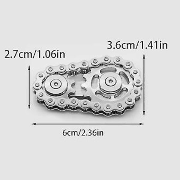 Ruostumattomasta teräksestä valmistettu pyörän ketjun pyörivä lelu (hopeamusta)